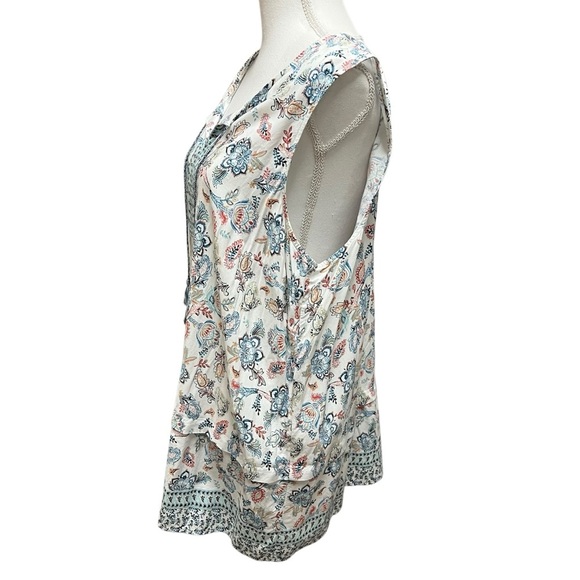J. Jill Folkloric Boho Paisley Floral Tassel‎ Sleeveless Top Blouse Bohemian XL - Picture 11 of 14